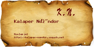 Kalaper Nándor névjegykártya